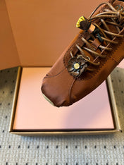 MIUMIU 26S SNEAKERS IN CHOCOLATE BROWN PLUME SATIN