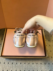 MIUMIU 26S SNEAKERS IN LIGHT PINK PLUME SATIN