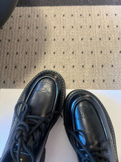 CELINE 26S LACE-UP LOAFERS IN BLACK CALFSKIN