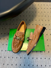 BOTTEGA VENETA 26S LOAFERS IN BROWN SUEDE WITH GOLD HARDWARE