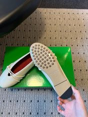 BOTTEGA VENETA 26S ESPADRILLE BALLET FLATS IN WHITE LAMBSKIN