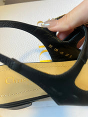 DIOR 26S CHERIE SLINGBACK PUMP 45MM IN BLACK CALFSKIN GOLD HARDWARE
