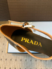 PRADA 26S POINTED-TOE STRAPPY HIGH-HEEL SANDALS 60MM IN BLACK CALFSKIN