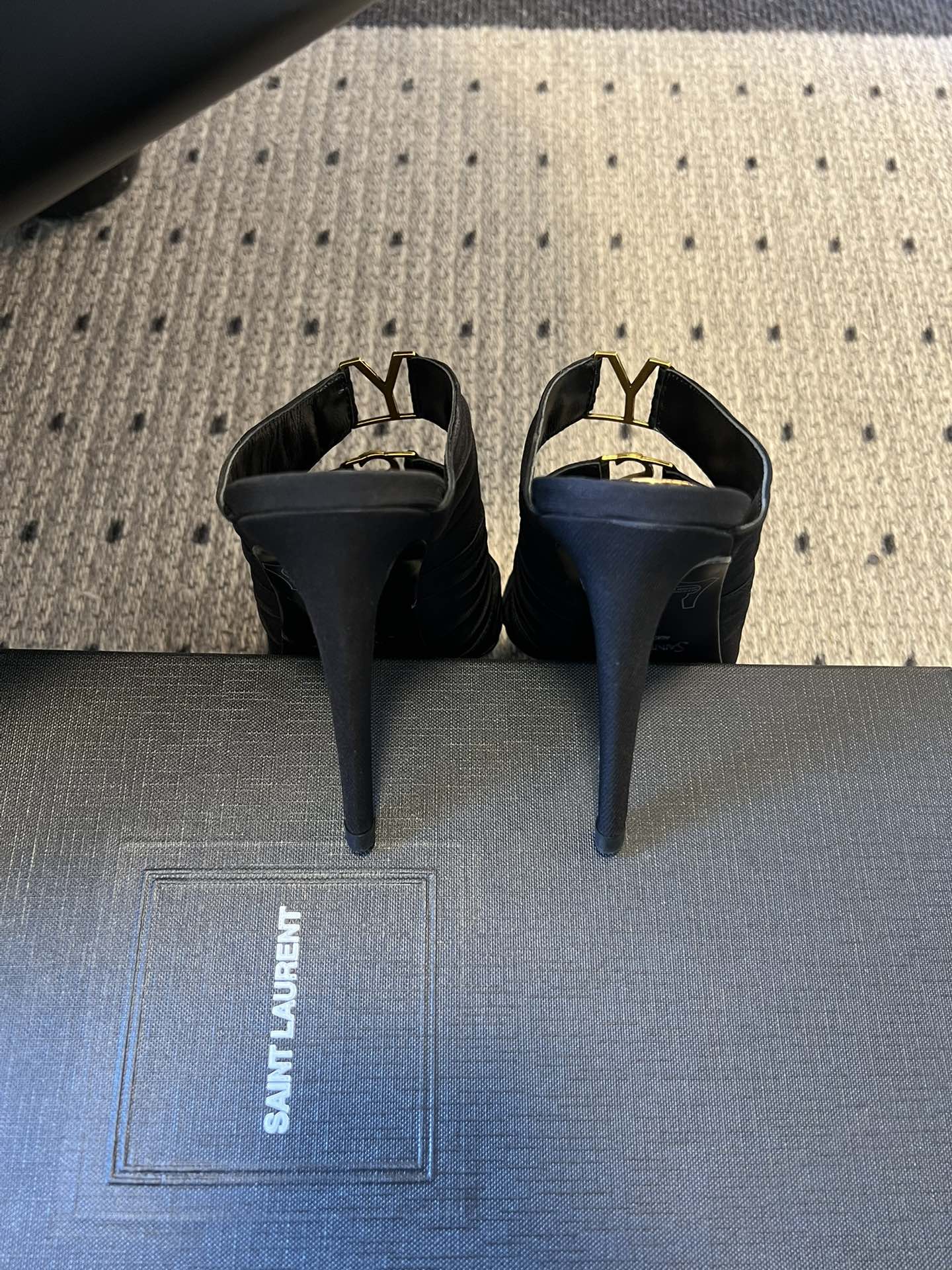 YSL 26S HEELED SANDALS 100 MM IN BLACK FABRIC