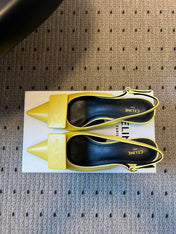 CELINE 26S HIGH-HEEL SLINGBACK 55 MM IN YELLOW CALFSKIN