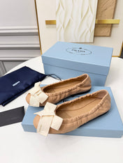 PRADA 26S BALLERINA FLATS IN NUDE LAMBSKIN WITH BOW