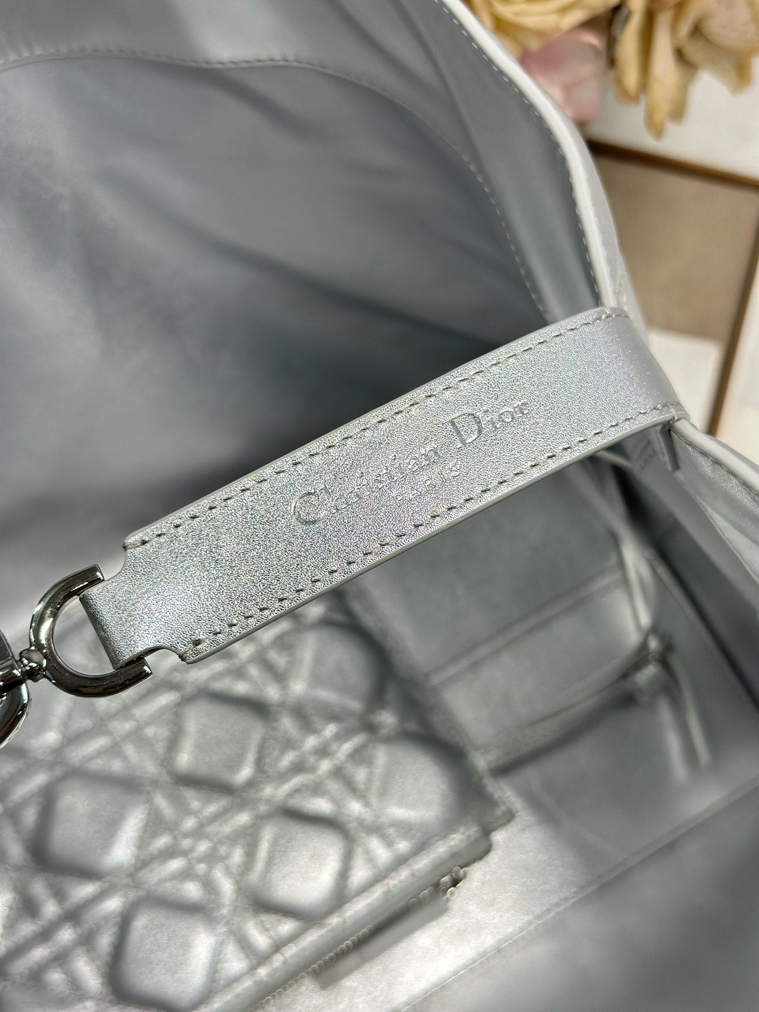 DIOR 26S TOUJOURS BAG 37 IN SILVER CALFSKIN