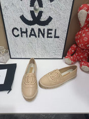 CHANEL 26S ESPADRILLE LOAFERS IN TAN BROWN CALFSKIN WITH ROPE SOLE