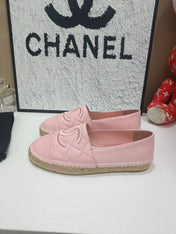 CHANEL 26S ESPADRILLE LOAFERS IN PINK CALFSKIN WITH ROPE SOLE