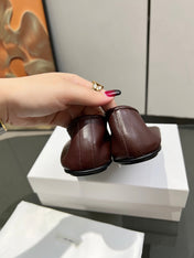 THE ROW 26S BALLET FLATS IN DARK BROWN CALFSKIN