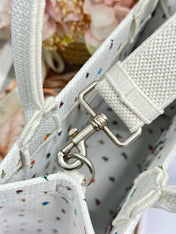 DIOR 26S BOOK TOTE BAG 26 IN MULTICOLOR MICRO FLORAL BAYADERE FABRIC