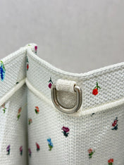 DIOR 26S BOOK TOTE BAG 42 IN MULTICOLOR MICRO FLORAL BAYADERE FABRIC