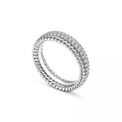 ROPE TWO-ROW SILVER DIAMOND RING
