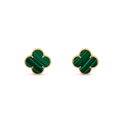 CLOVER MINI MALACHITE GOLD EARRINGS