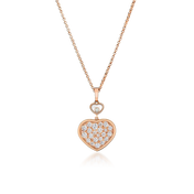 HAPPY HEART NECKLACE PINK GOLD FULL DIAMOND