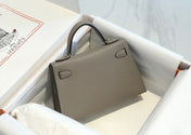 HM KELLY MINI 20 LIGHT GREY EPSOM GOLD HARDWARE