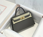 HM KELLY MINI 20 DARK GREY EPSOM GOLD HARDWARE