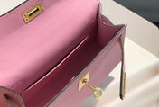 HM KELLY MINI 20 LIGHT PINK EPSOM GOLD HARDWARE