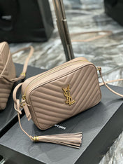 LOU 23 CAMERA BAG BEIGE IN QUILTED LEATHER GOLD HARDWARE