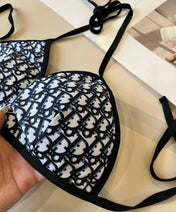 CD Oblique Bikini Navy Blue Polyamide