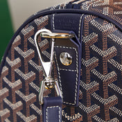BOSTON 45 BAG IN NAVY BLUE GOYARDINE CANVAS AND CALFSKIN TRIM