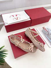 BALLET FLATS ROCKSTUD MESH WITH CRYSTALS IN ROSE CANNELLE