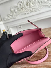 HM KELLY MINI 19 LIGHT PINK CALFSKIN SILVER HARDWARE