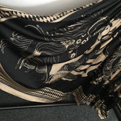 Zimmermann Lllustration Otto Gown Black Beige in Viscose Silk