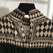 Zimmermann Lllustration Otto Gown Black Beige in Viscose Silk