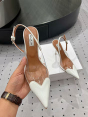 ALAIA HIGH 9 CM SLINGBACK IN WHITE PATENT CALFSKIN AND FILM