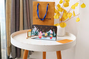 ZIPPY WALLET 19 CM IN BROWN MONOGRAM CALFSKIN WITH COLORFUL STICKER