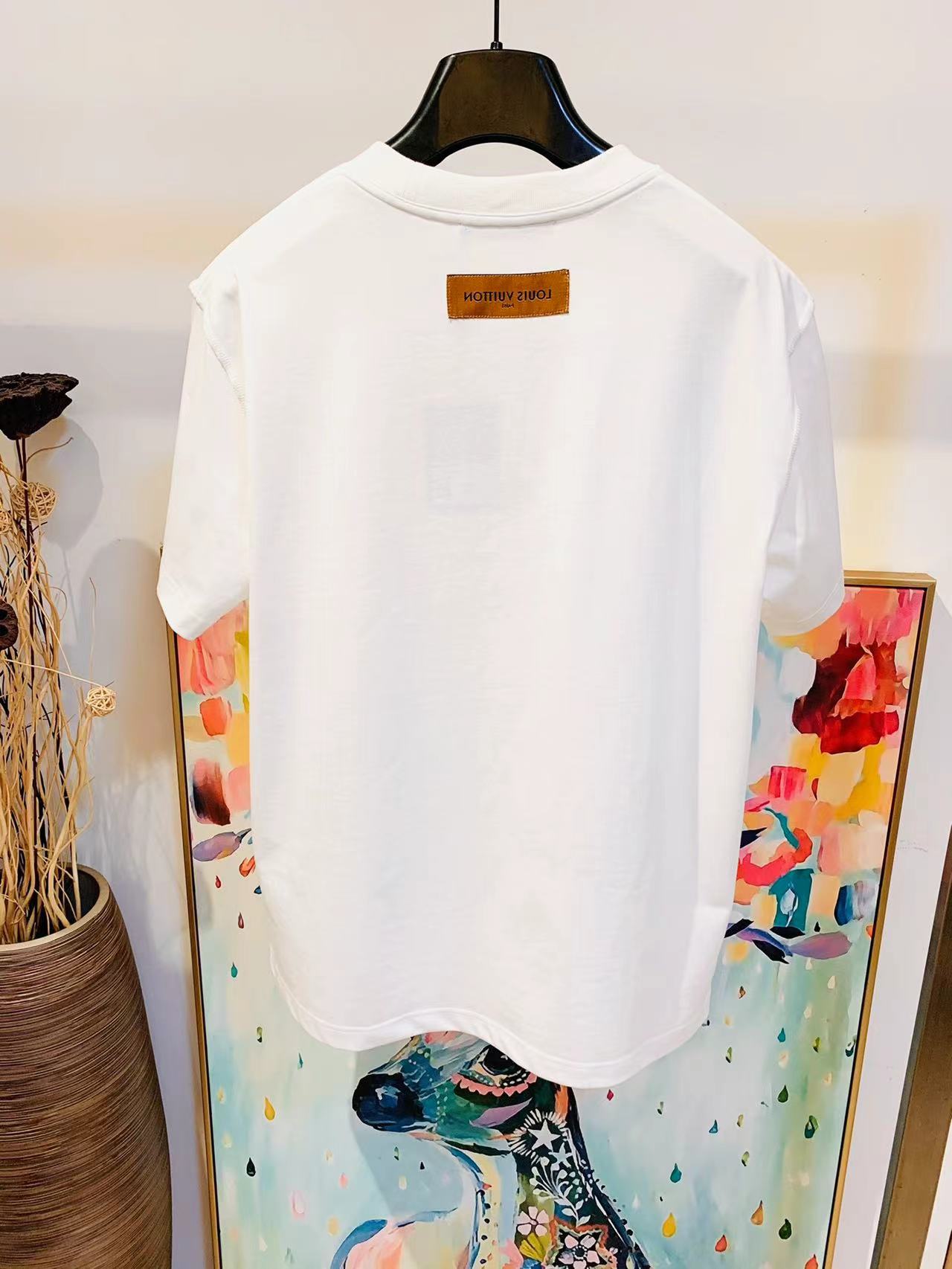 LV White Logo T-Shirt White Cotton