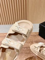 DAD SANDALS IN BEIGE QUILTED CALFSKIN