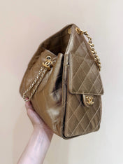 CHANEL 25 MEDIUM HANDBAG 30 IN GOLDEN BROWN CALFSKIN WITH GOLD HARDWARE