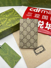 GG LONG CARD CASE IN BEIGE MIX BROWN CANVAS
