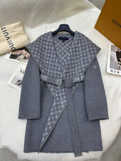 LV MONOGRAM MAXI COLLAR COAT IN GRAY WOOL