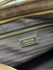 TOTE BAG WITH BELT 38 IN CHOCOLATE BROWN SUEDE GOLD HARDWARE