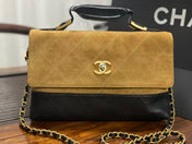 CC SHOULDER BAG 29 IN BLACK AND BROWN SUEDE AND CALFSKIN