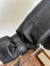 GUCCI LEATHER JACKET WITH WHITE SHEARLING