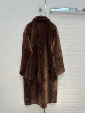 MAX MARA LONG COAT IN DARK BROWN FUR