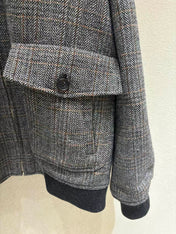 MIUMIU JACKET IN GREY PLAID WOOL
