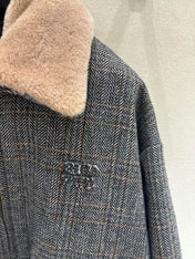 MIUMIU JACKET IN GREY PLAID WOOL