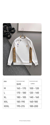 BURBERRY CHECK TRIM COTTON SWEATSHIRT IN WHITE