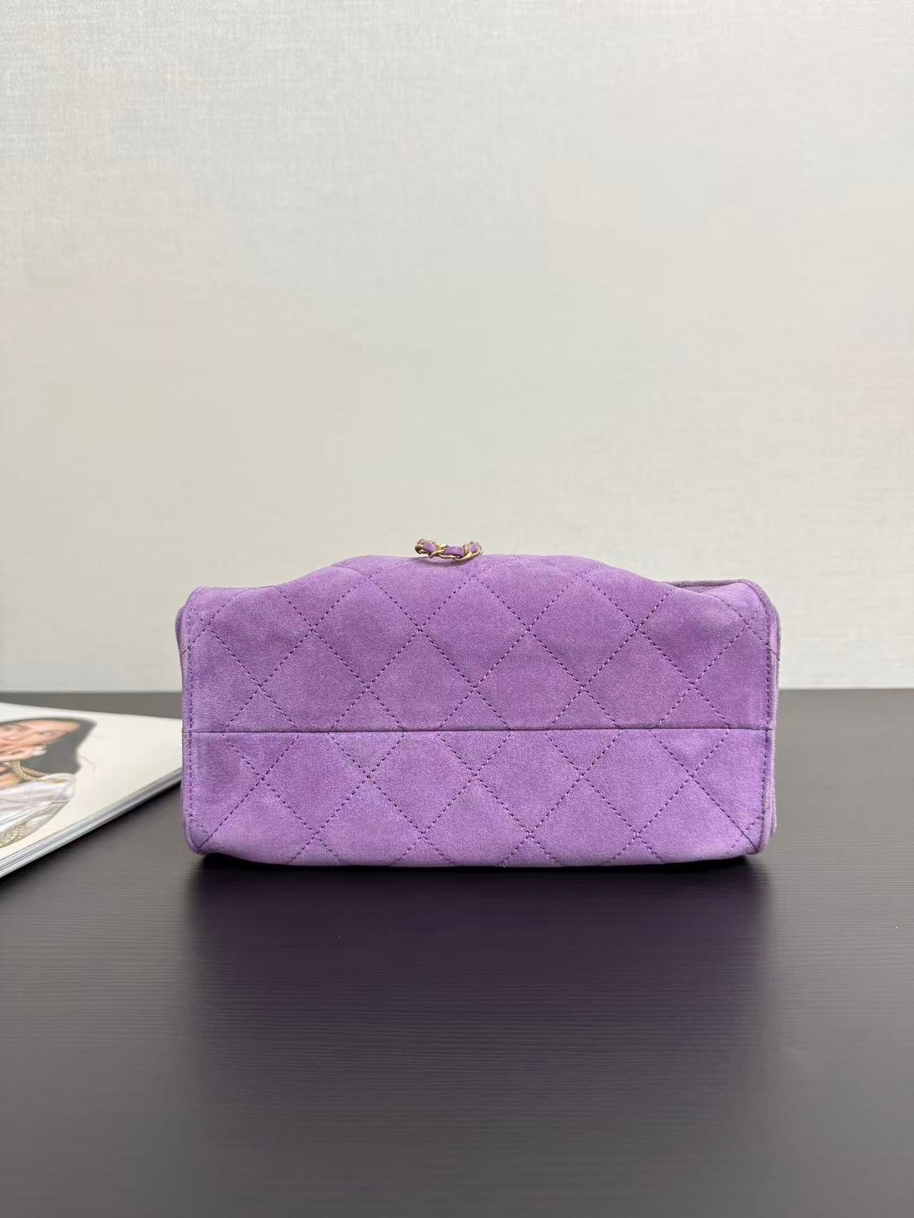 CHANEL 26S HOBO BAG 22 IN PURPLE CALFSKIN