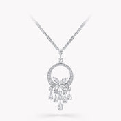 BUTTERFLY CHANDELIER CLASSIC SILVER DIAMOND NECKLACE