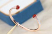 POSSESSION PINK GOLD CARNELIAN DIAMOND OPEN BRACELET