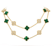CLOVER 20 MOTIFS MALACHITE DIAMOND GOLD