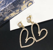 PEARL GOLD PLATED OPEN HEART  EARRINGS