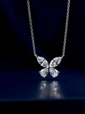 CLASSIC BUTTERFLY SILVER DIAMOND NECKLACE