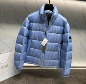 Dior Oblique Down Jacket Blue Jacquard Fabric